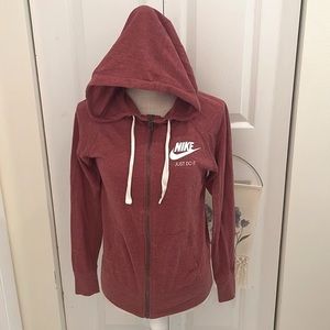 Nike Gym Vintage Heathered Red and White Full Zip Hooded Jacket